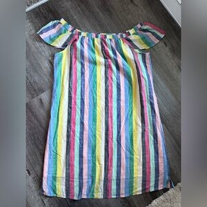 J.Crew Off-Shoulder Multicolor Stripe Dress – Size 12